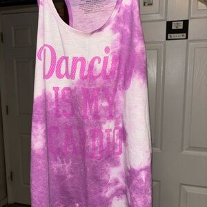 Purple Tie-Dye Tank Top “Dancing is my Cardio”